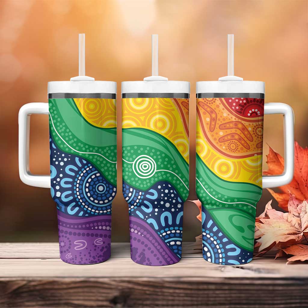 Australia First Nation LGBTQ+ Tumbler With Handle Aboriginal Rainbow Flag