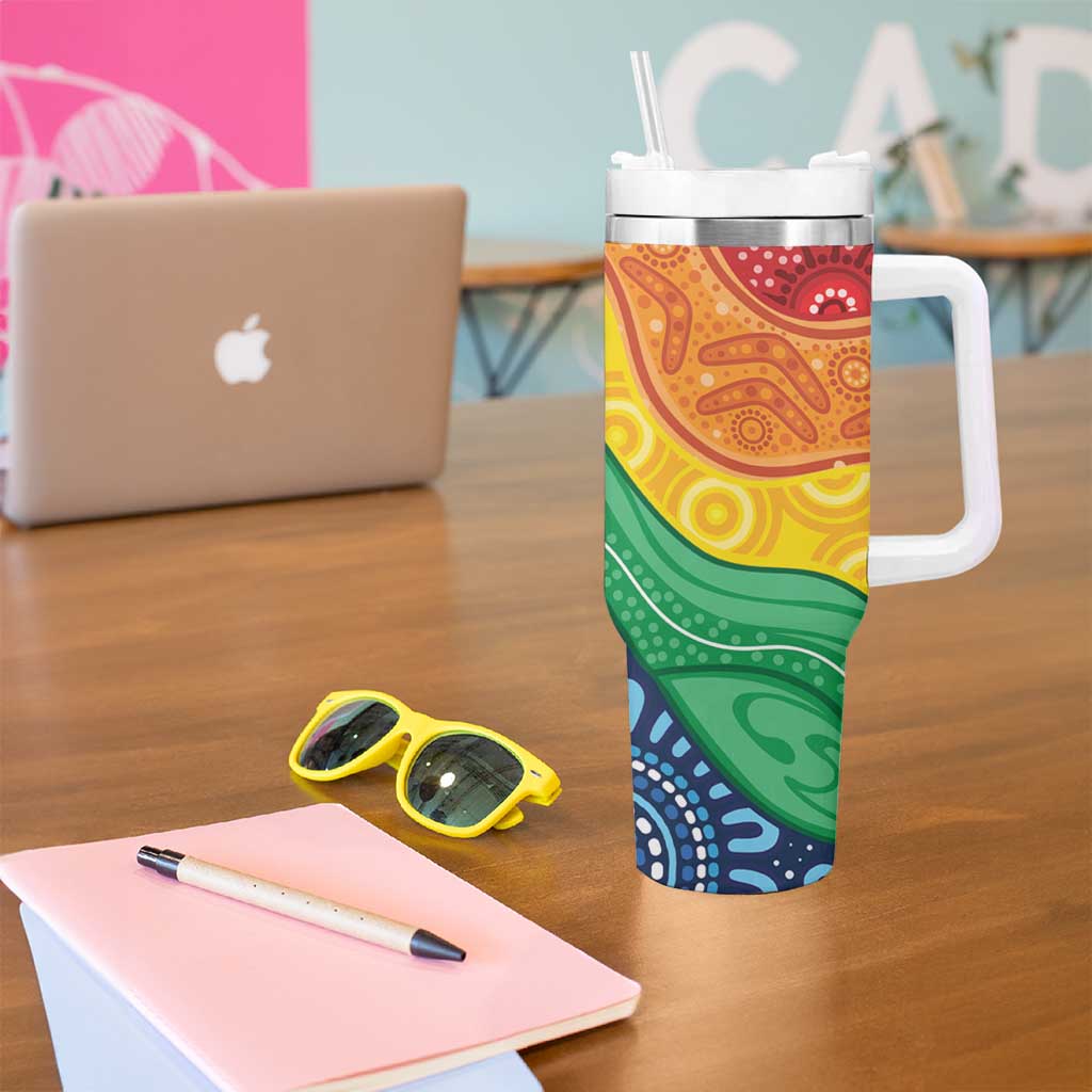Australia First Nation LGBTQ+ Tumbler With Handle Aboriginal Rainbow Flag