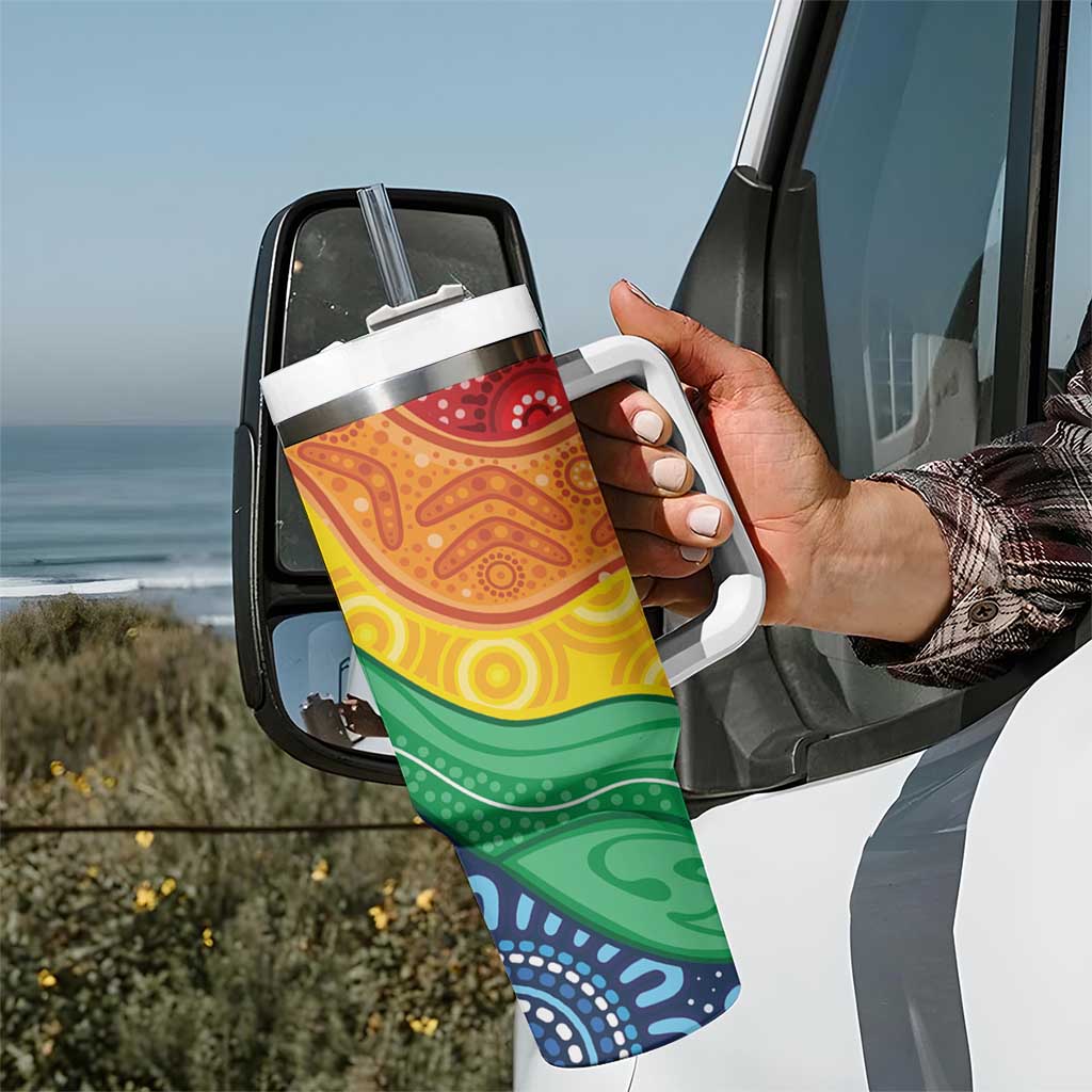 Australia First Nation LGBTQ+ Tumbler With Handle Aboriginal Rainbow Flag