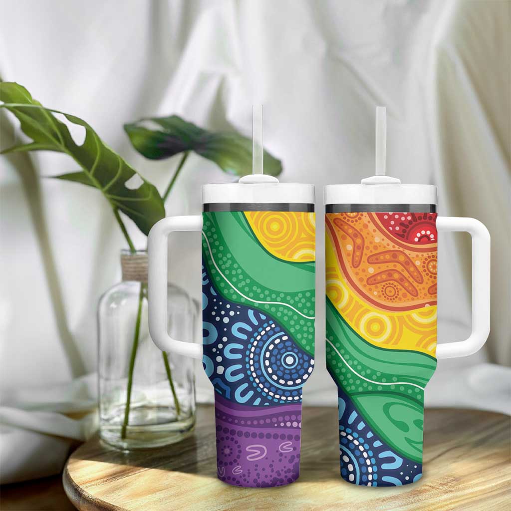 Australia First Nation LGBTQ+ Tumbler With Handle Aboriginal Rainbow Flag