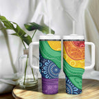 Australia First Nation LGBTQ+ Tumbler With Handle Aboriginal Rainbow Flag