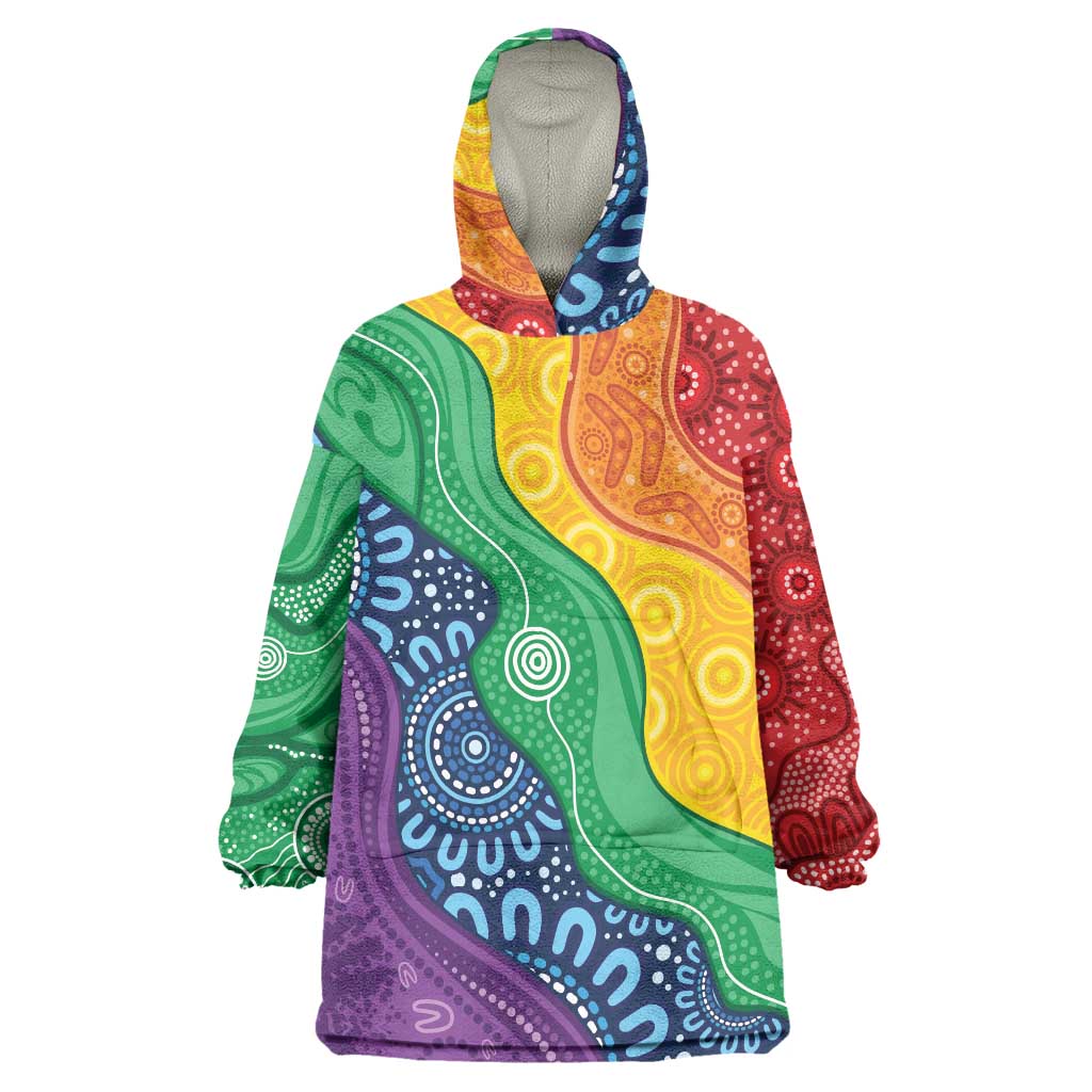 Australia First Nation LGBTQ+ Wearable Blanket Hoodie Aboriginal Rainbow Flag