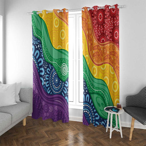 Australia First Nation LGBTQ+ Window Curtain Aboriginal Rainbow Flag