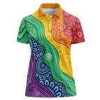 Australia First Nation LGBTQ+ Women Polo Shirt Aboriginal Rainbow Flag