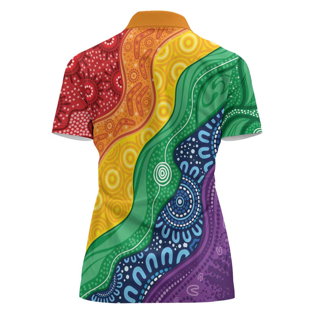Australia First Nation LGBTQ+ Women Polo Shirt Aboriginal Rainbow Flag
