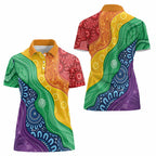 Australia First Nation LGBTQ+ Women Polo Shirt Aboriginal Rainbow Flag
