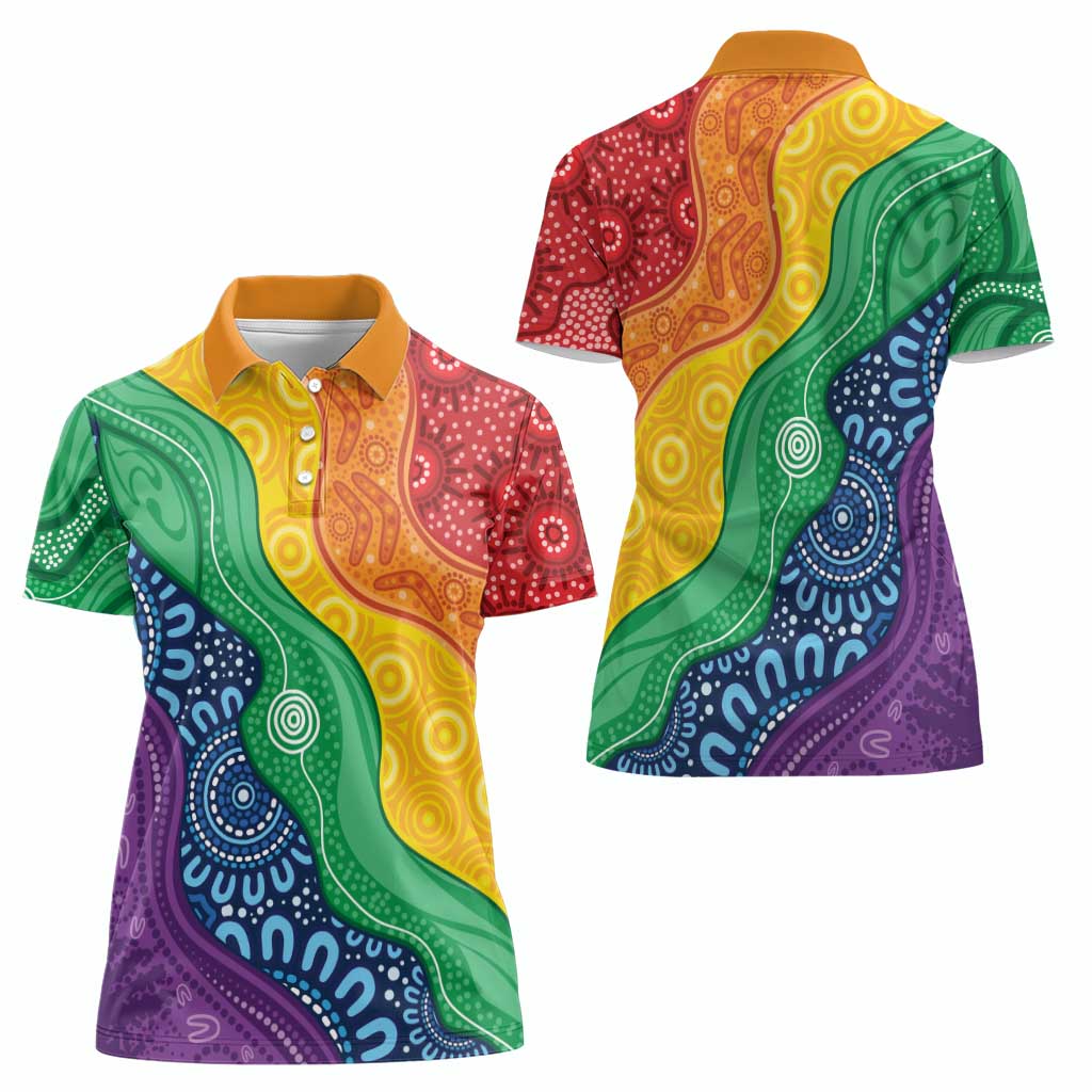 Australia First Nation LGBTQ+ Women Polo Shirt Aboriginal Rainbow Flag