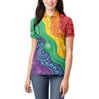 Australia First Nation LGBTQ+ Women Polo Shirt Aboriginal Rainbow Flag