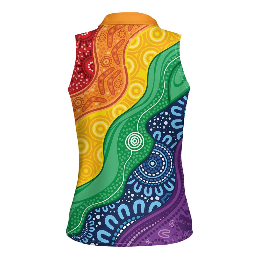 Australia First Nation LGBTQ+ Women Sleeveless Polo Shirt Aboriginal Rainbow Flag