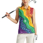 Australia First Nation LGBTQ+ Women Sleeveless Polo Shirt Aboriginal Rainbow Flag