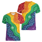 Australia First Nation LGBTQ+ Women V-Neck T-Shirt Aboriginal Rainbow Flag