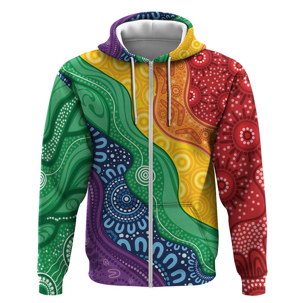 Australia First Nation LGBTQ+ Zip Hoodie Aboriginal Rainbow Flag