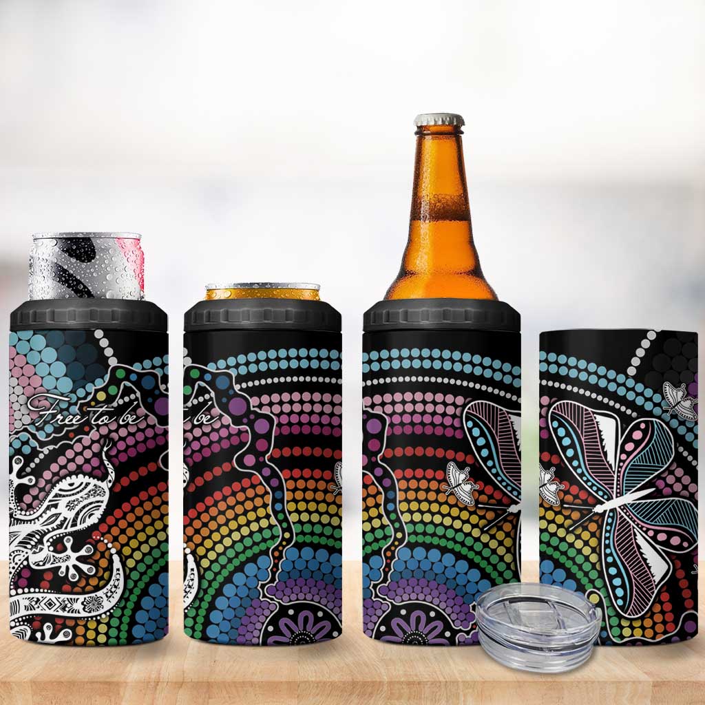 Sydney Pride Aboriginal 4 in 1 Can Cooler Tumbler Free To Be