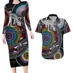 Sydney Pride Aboriginal Couples Matching Long Sleeve Bodycon Dress and Hawaiian Shirt Free To Be