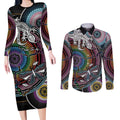 Sydney Pride Aboriginal Couples Matching Long Sleeve Bodycon Dress and Long Sleeve Button Shirt Free To Be
