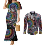 Sydney Pride Aboriginal Couples Matching Mermaid Dress and Long Sleeve Button Shirt Free To Be