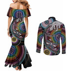 Sydney Pride Aboriginal Couples Matching Mermaid Dress and Long Sleeve Button Shirt Free To Be
