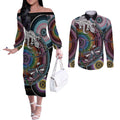 Sydney Pride Aboriginal Couples Matching Off The Shoulder Long Sleeve Dress and Long Sleeve Button Shirt Free To Be