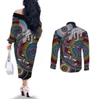 Sydney Pride Aboriginal Couples Matching Off The Shoulder Long Sleeve Dress and Long Sleeve Button Shirt Free To Be