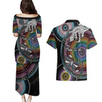 Sydney Pride Aboriginal Couples Matching Puletasi and Hawaiian Shirt Free To Be