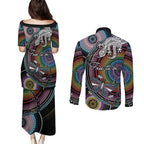 Sydney Pride Aboriginal Couples Matching Puletasi and Long Sleeve Button Shirt Free To Be