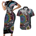 Sydney Pride Aboriginal Couples Matching Short Sleeve Bodycon Dress and Hawaiian Shirt Free To Be