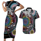 Sydney Pride Aboriginal Couples Matching Short Sleeve Bodycon Dress and Hawaiian Shirt Free To Be
