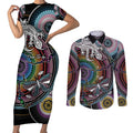 Sydney Pride Aboriginal Couples Matching Short Sleeve Bodycon Dress and Long Sleeve Button Shirt Free To Be