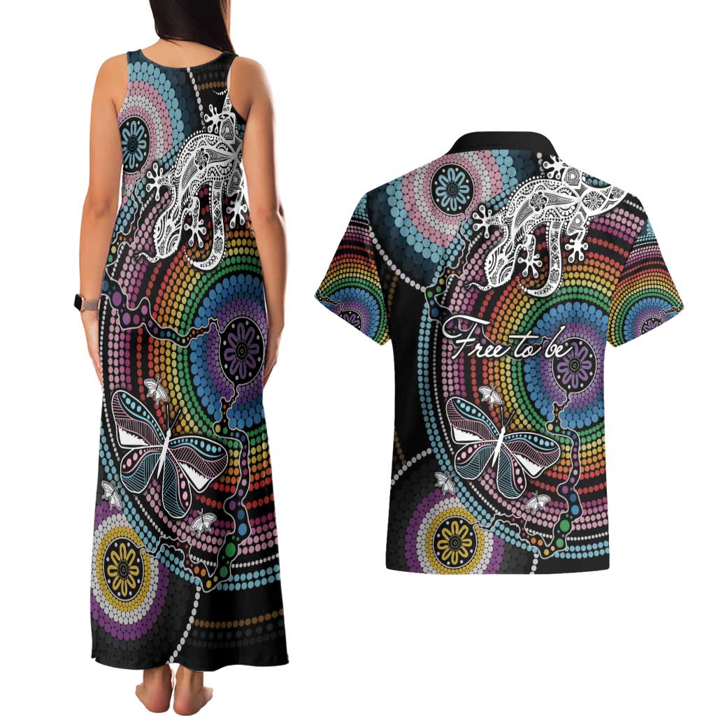 Sydney Pride Aboriginal Couples Matching Tank Maxi Dress and Hawaiian Shirt Free To Be