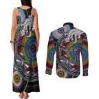 Sydney Pride Aboriginal Couples Matching Tank Maxi Dress and Long Sleeve Button Shirt Free To Be