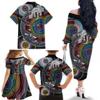 Sydney Pride Aboriginal Family Matching Off The Shoulder Long Sleeve Dress and Hawaiian Shirt Free To Be