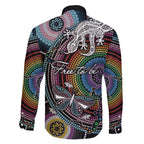 Sydney Pride Aboriginal Family Matching Off Shoulder Maxi Dress and Hawaiian Shirt Free To Be