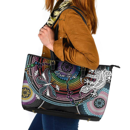 Sydney Pride Aboriginal Leather Tote Bag Free To Be