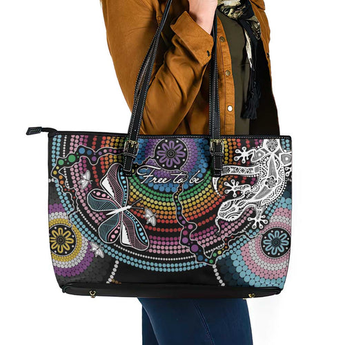 Sydney Pride Aboriginal Leather Tote Bag Free To Be