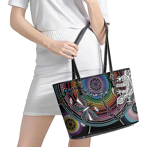 Sydney Pride Aboriginal Leather Tote Bag Free To Be