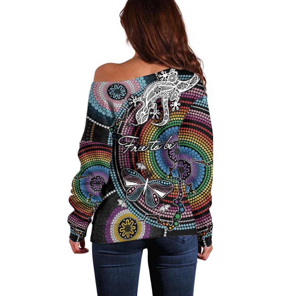 Sydney Pride Aboriginal Off Shoulder Sweater Free To Be