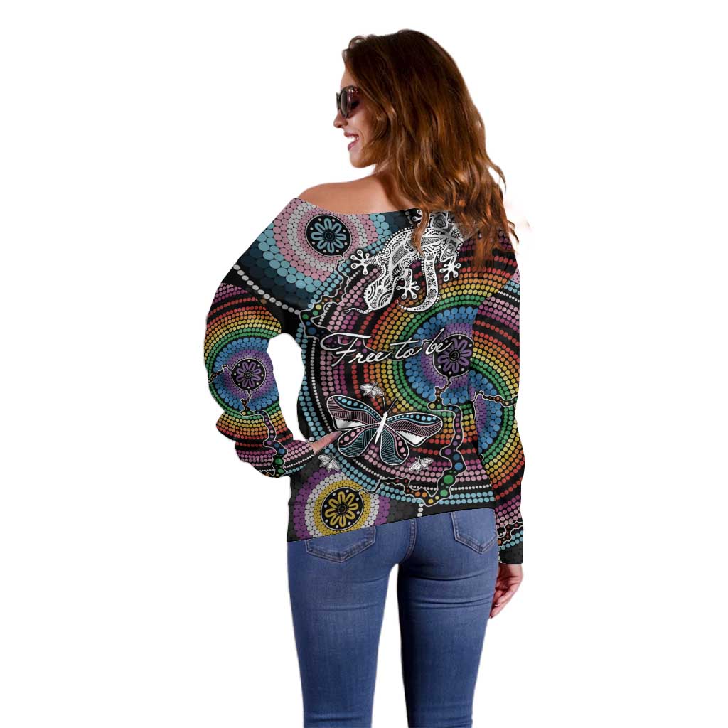 Sydney Pride Aboriginal Off Shoulder Sweater Free To Be