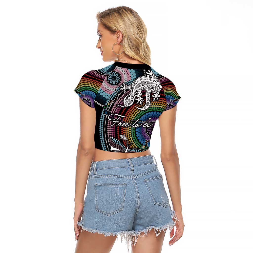 Sydney Pride Aboriginal Raglan Cropped T Shirt Free To Be