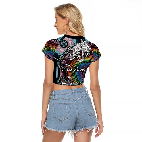 Sydney Pride Aboriginal Raglan Cropped T Shirt Free To Be