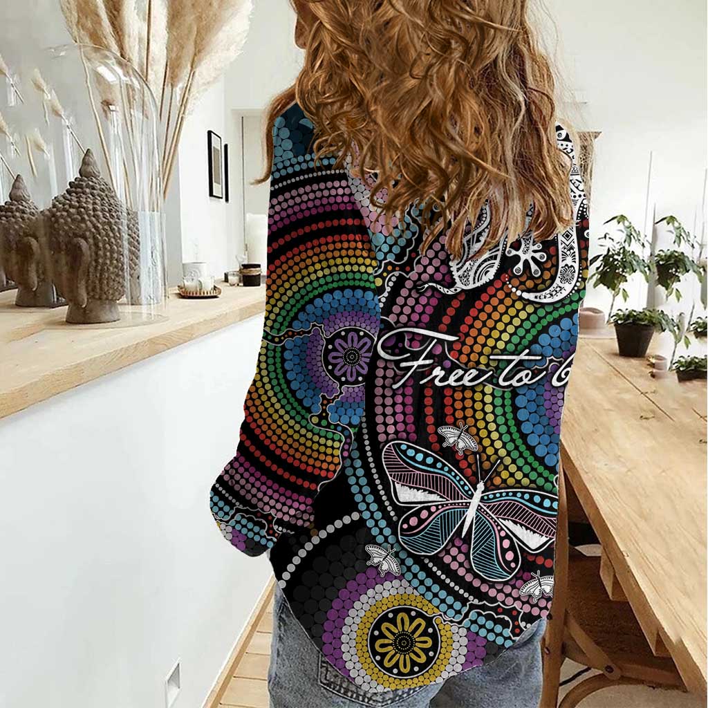 Sydney Pride Aboriginal Women Casual Shirt Free To Be