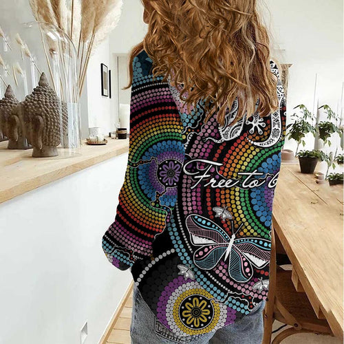 Sydney Pride Aboriginal Women Casual Shirt Free To Be