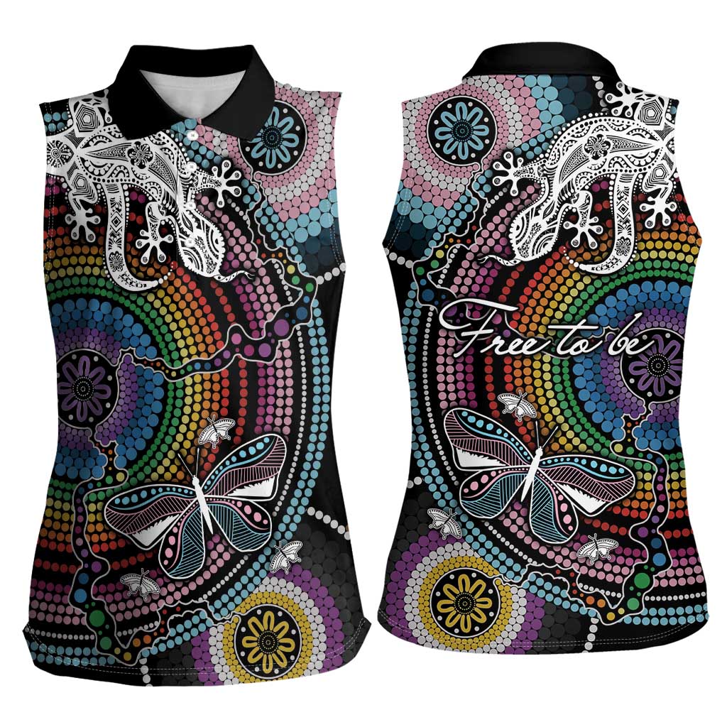 Sydney Pride Aboriginal Women Sleeveless Polo Shirt Free To Be