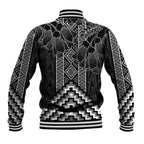 Aotearoa Taniko Pattern Baseball Jacket Poutama Mix Kowhai Flowers