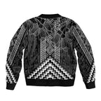 Aotearoa Taniko Pattern Bomber Jacket Poutama Mix Kowhai Flowers