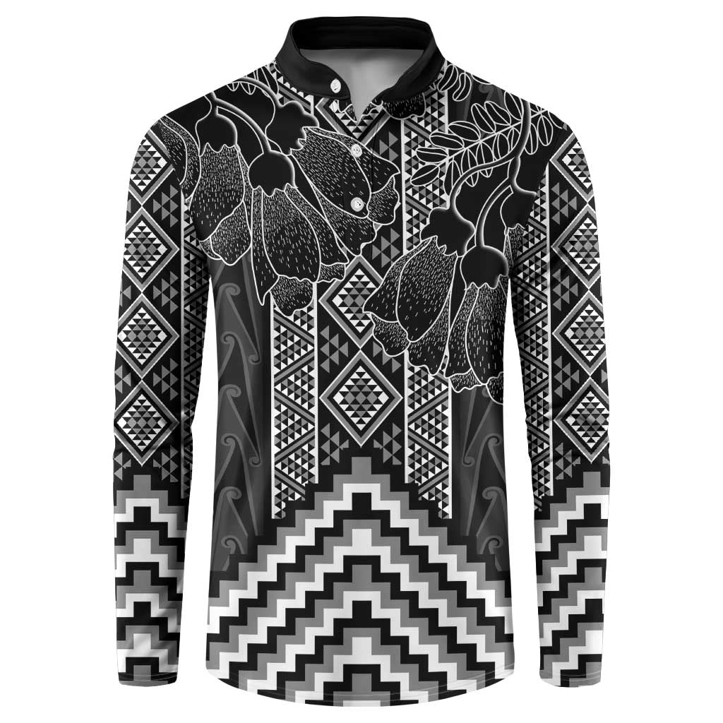 Aotearoa Taniko Pattern Button Sweatshirt Poutama Mix Kowhai Flowers