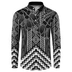 Aotearoa Taniko Pattern Button Sweatshirt Poutama Mix Kowhai Flowers