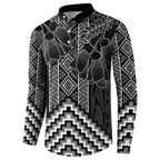 Aotearoa Taniko Pattern Button Sweatshirt Poutama Mix Kowhai Flowers