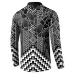 Aotearoa Taniko Pattern Button Sweatshirt Poutama Mix Kowhai Flowers