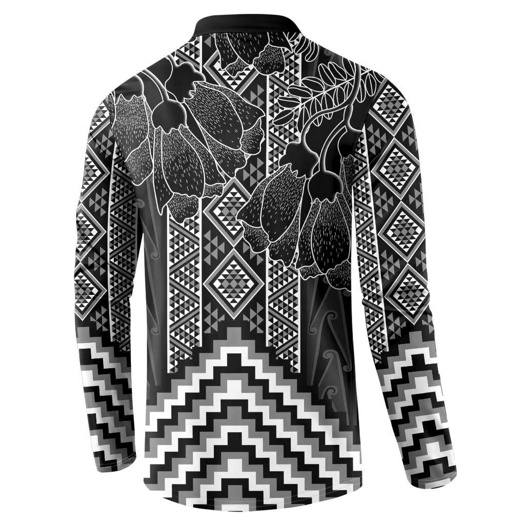 Aotearoa Taniko Pattern Button Sweatshirt Poutama Mix Kowhai Flowers