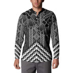 Aotearoa Taniko Pattern Button Sweatshirt Poutama Mix Kowhai Flowers